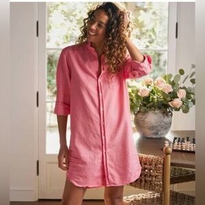NWOT SZ XS. Frank & Eileen Bright Salmon Mary cotton Shirtdress